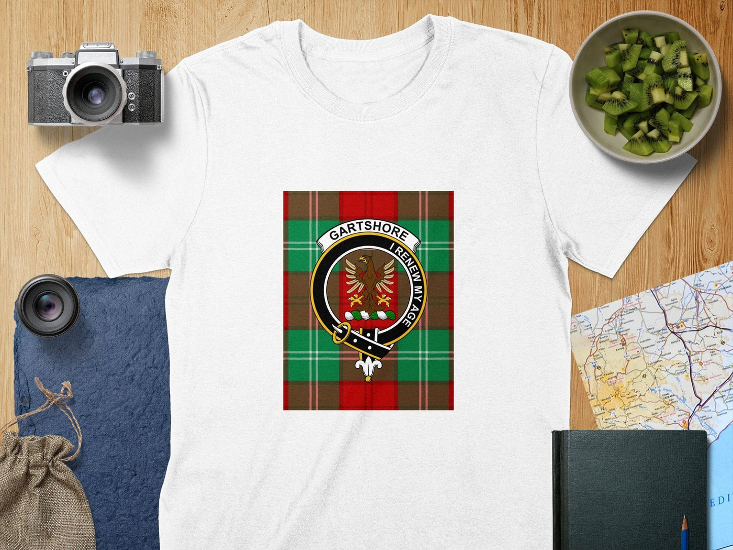 Physical Item S / White Gartshore Clan Scottish Tartan Crest Unisex T-Shirt