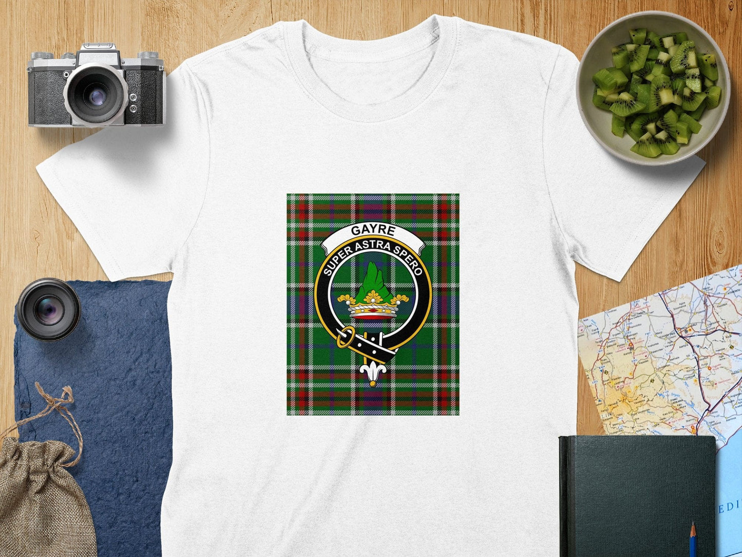 Physical Item S / White Gayre Clan Scottish Tartan Crest Unisex T-Shirt