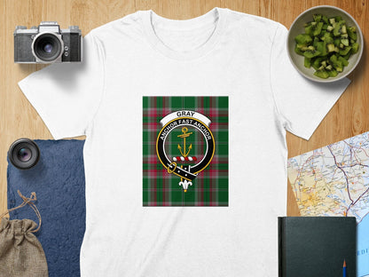 Physical Item S / White Gray Clan Anchor Scottish Tartan Crest T-Shirt