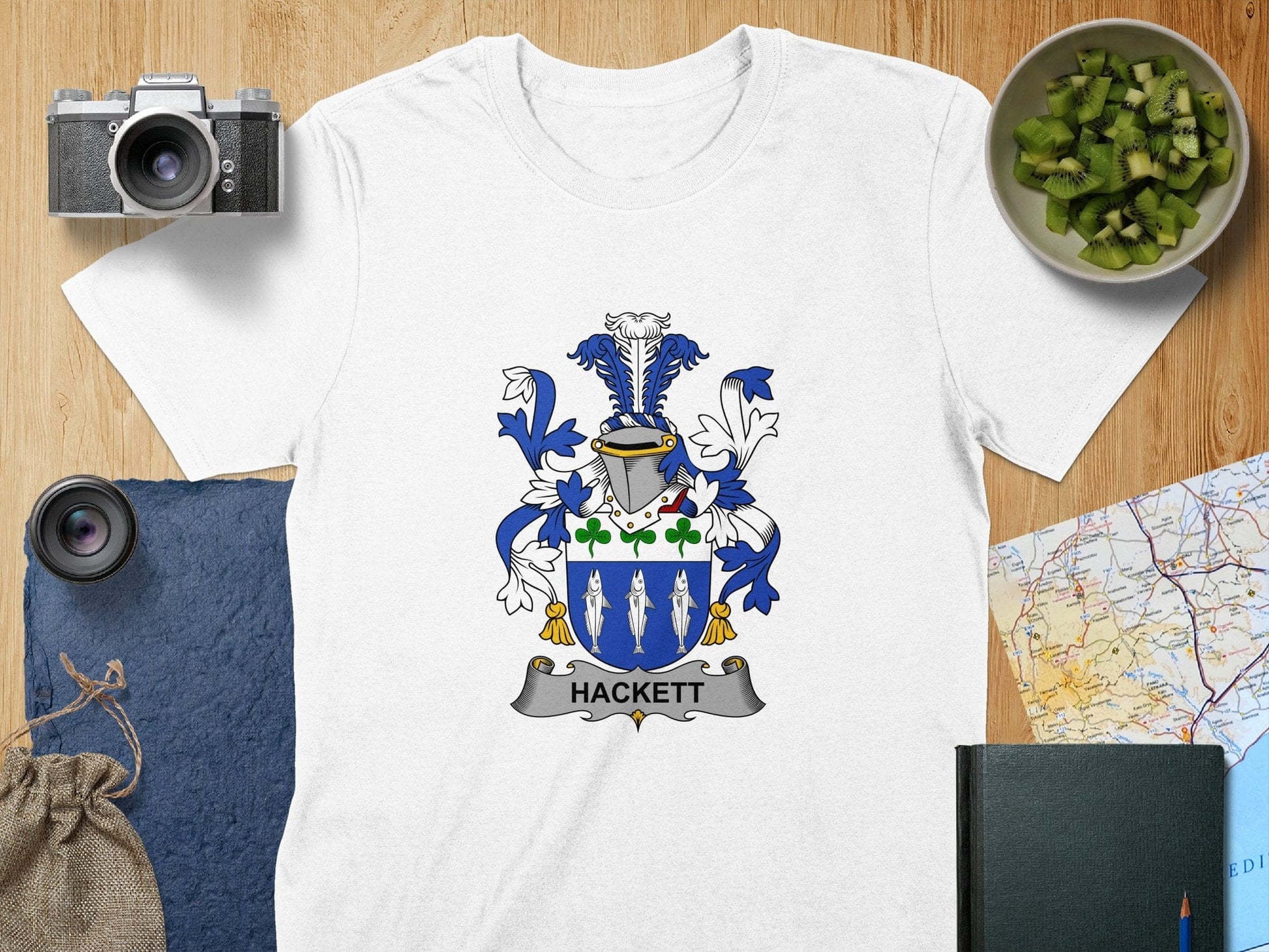 Physical Item S / White Hackett Surname Irish Heraldry Unisex T-Shirt