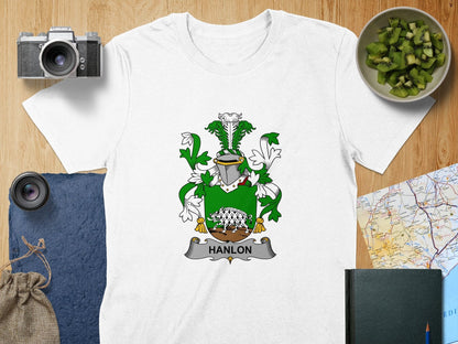 Physical Item S / White Hanlon Surname Irish Heraldry Unisex T-Shirt