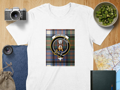 Physical Item S / White Houston Clan Scottish Tartan Crest Unisex T-Shirt