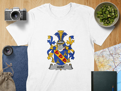 Physical Item S / White Hunt Surname Irish Heraldry Unisex T-Shirt