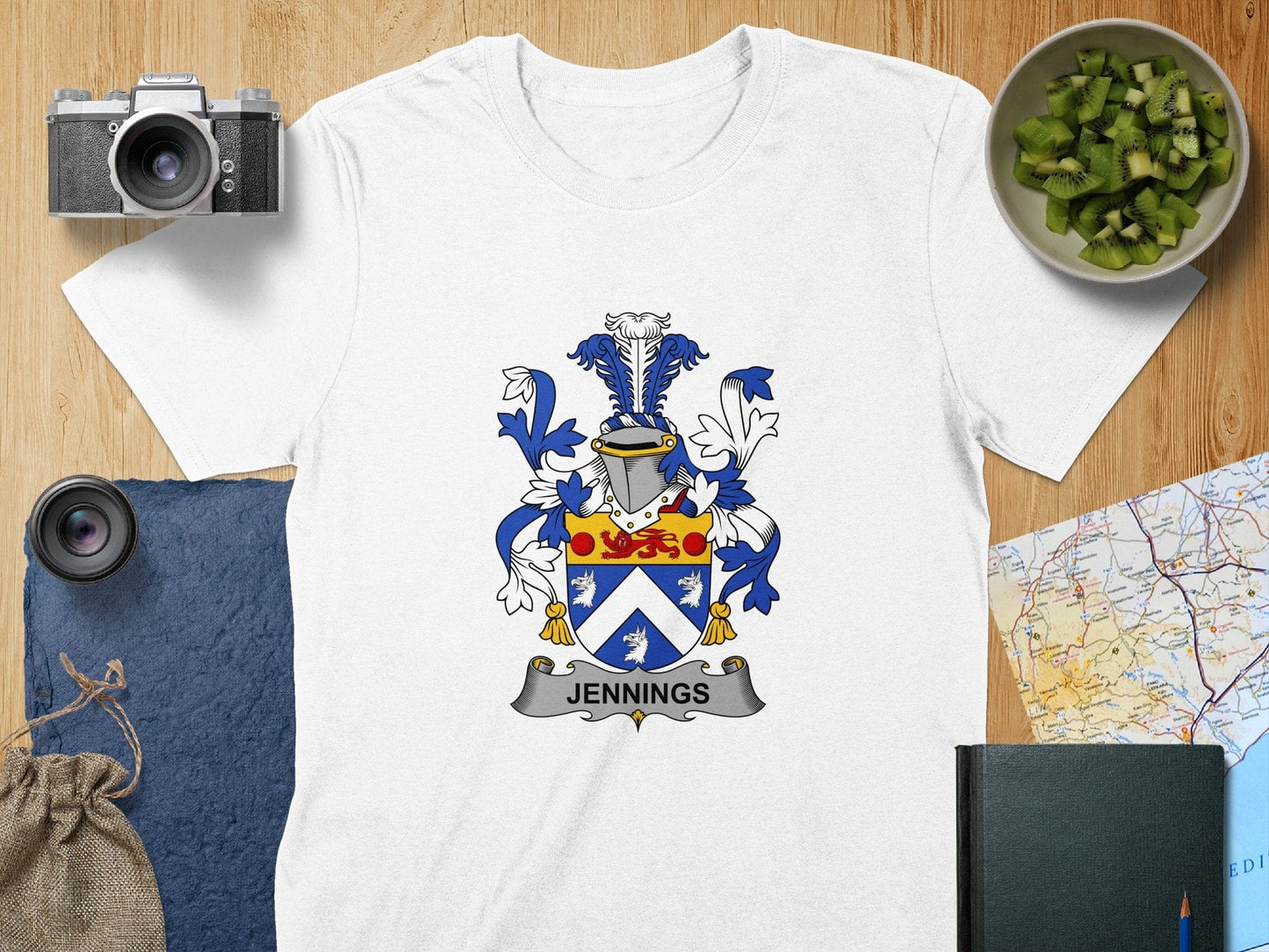 Physical Item S / White Jennings Surname Irish Heraldry Unisex T-Shirt