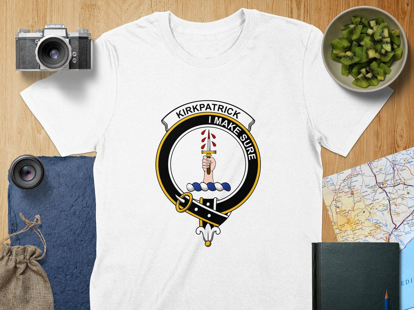 Physical Item S / White Kirkpatrick Clan Crest Scottish Traditional Unisex T-Shirt