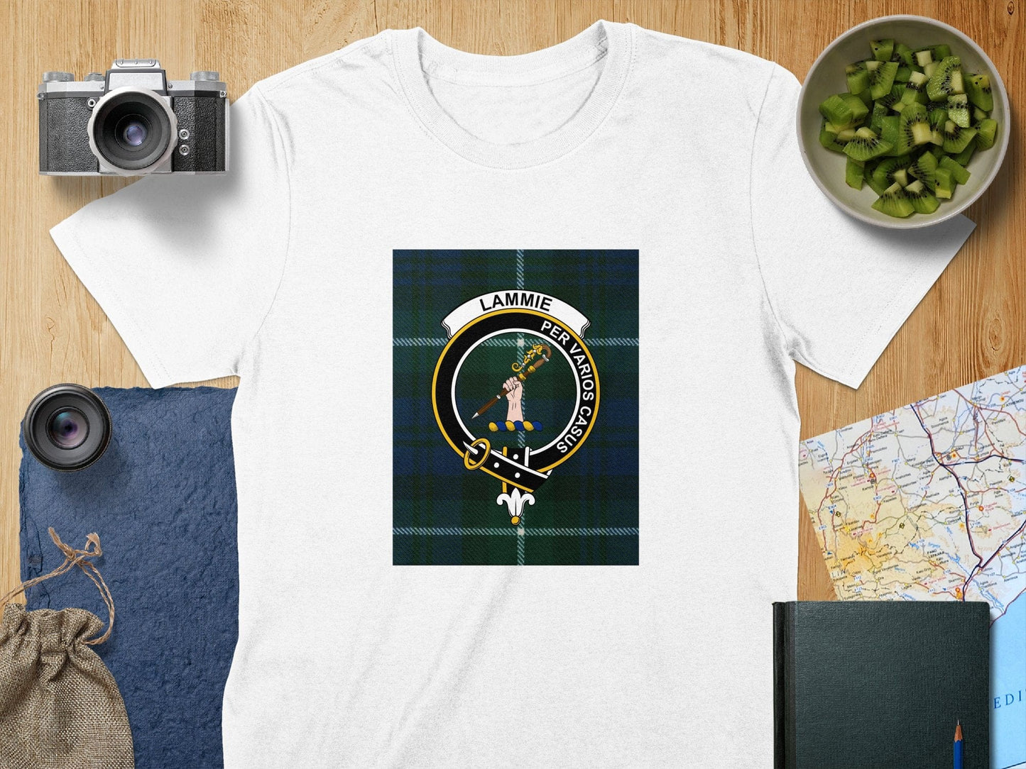 Physical Item S / White Lammie Clan Scottish Tartan Crest Unisex T-Shirt