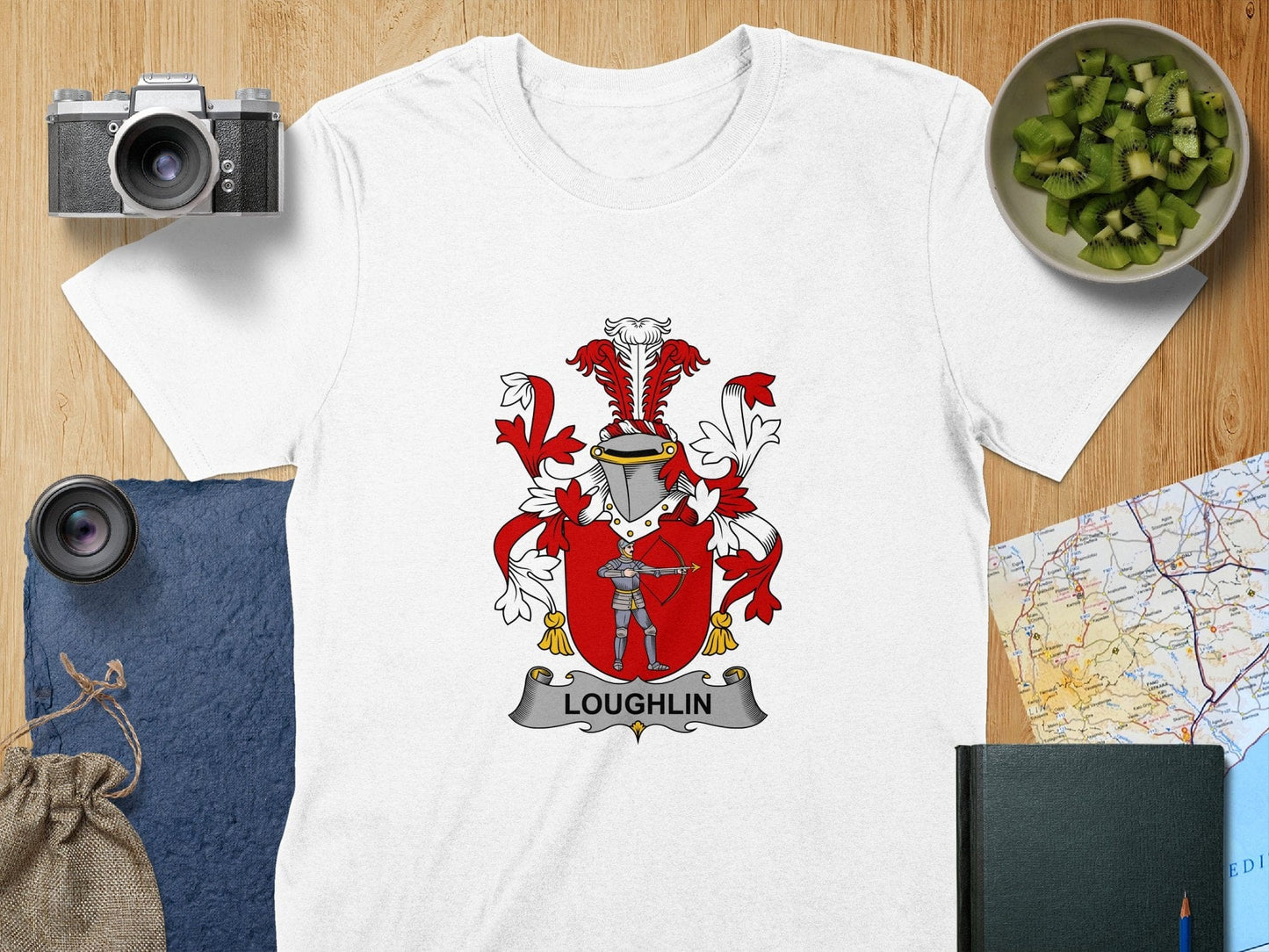 Physical Item S / White Loughlin Surname Irish Heraldry Unisex T-Shirt