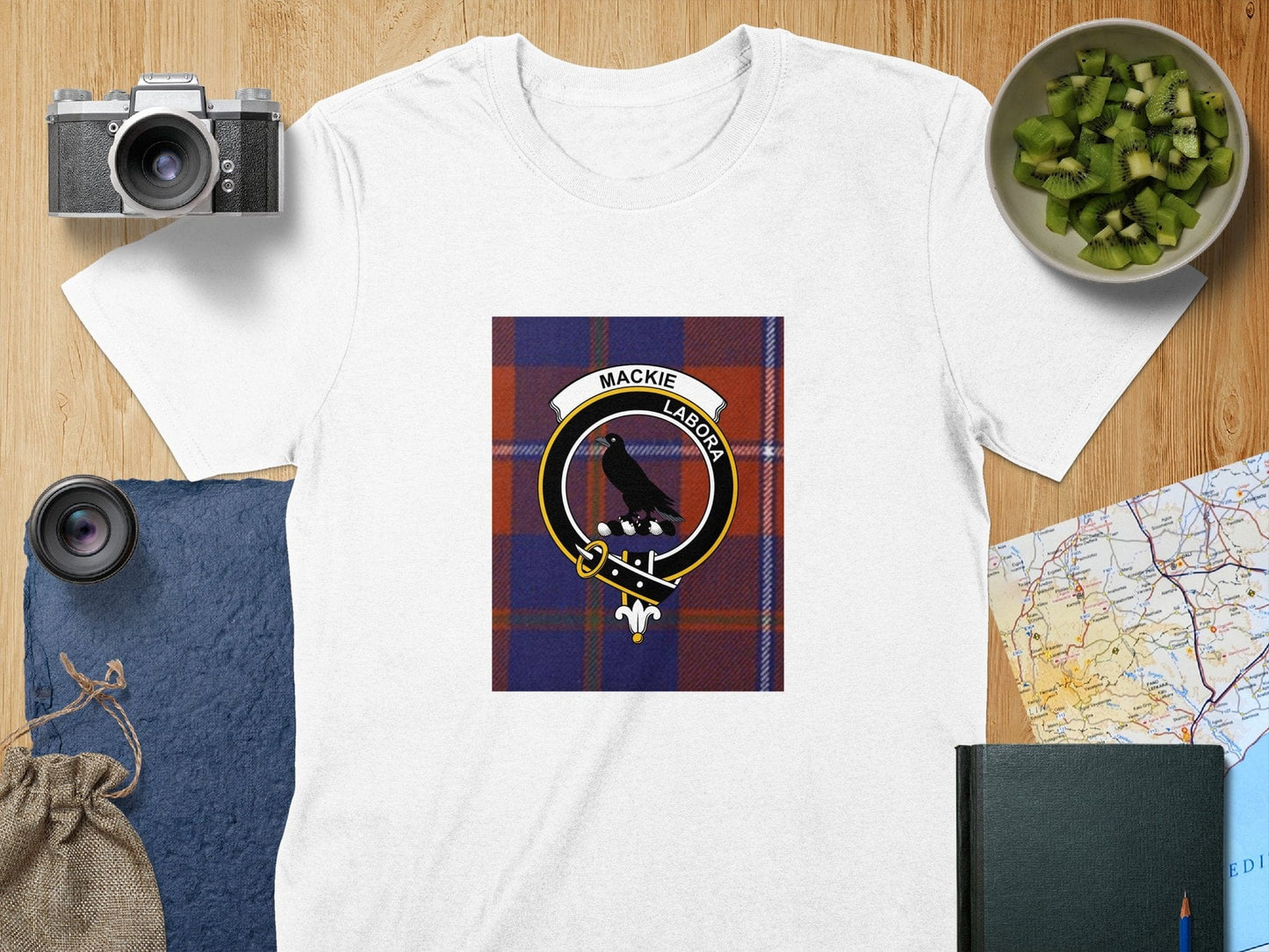 Physical Item S / White Mackie Clan Scottish Tartan Crest Unisex T-Shirt