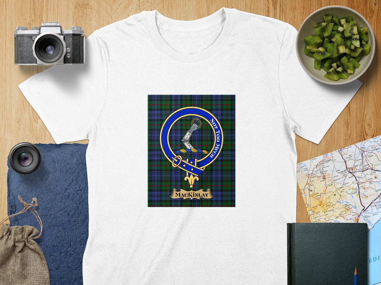 Physical Item S / White Mackinlay Clan Scottish Tartan Crest Unisex T-Shirt