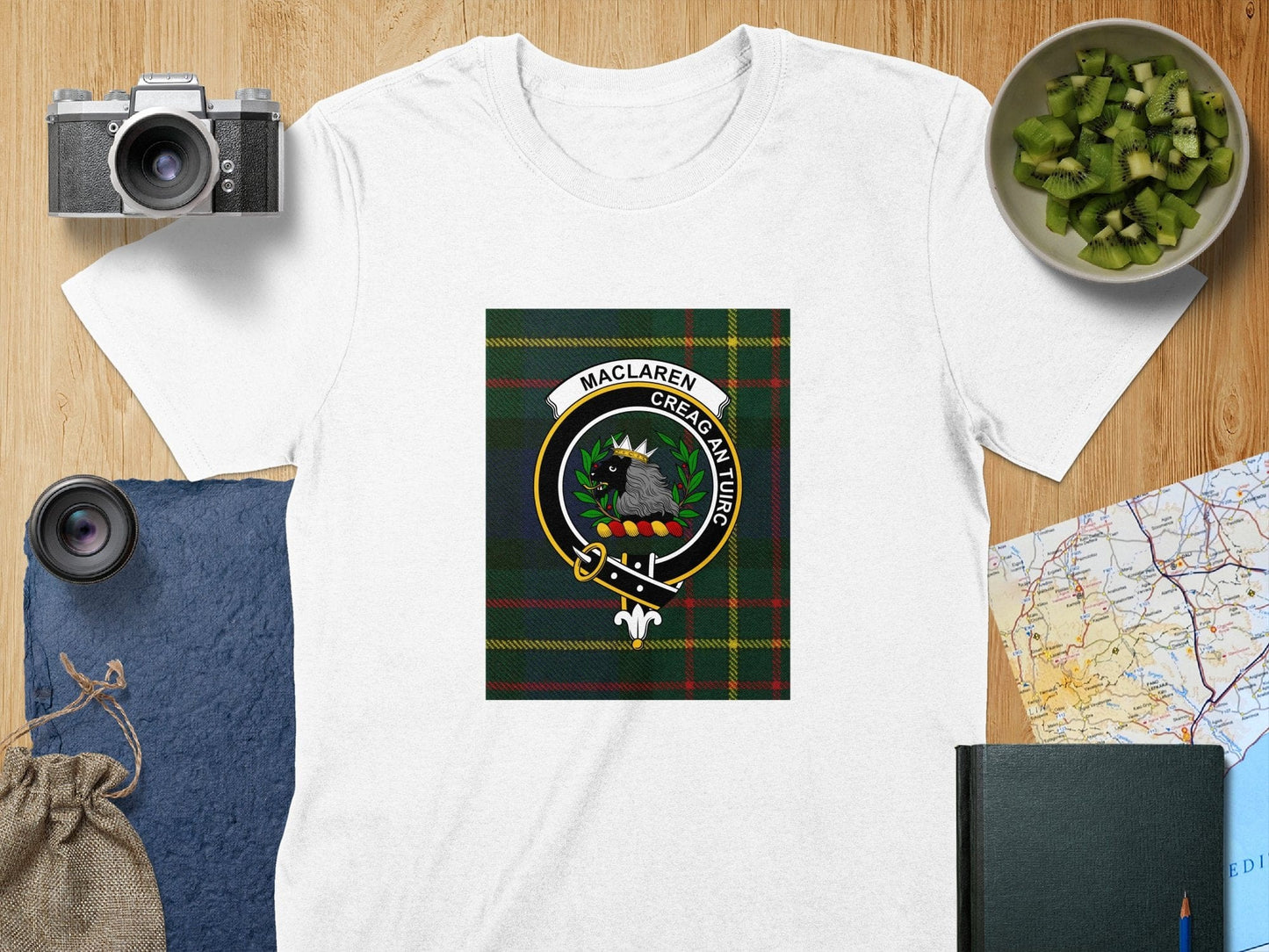 Physical Item S / White Maclaren Clan Scottish Tartan Crest Unisex T-Shirt