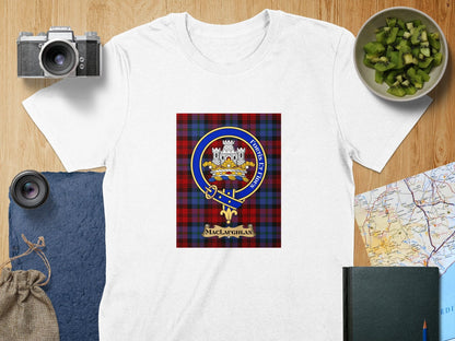 Physical Item S / White Maclaughlan Clan Scottish Tartan Crest Unisex T-Shirt