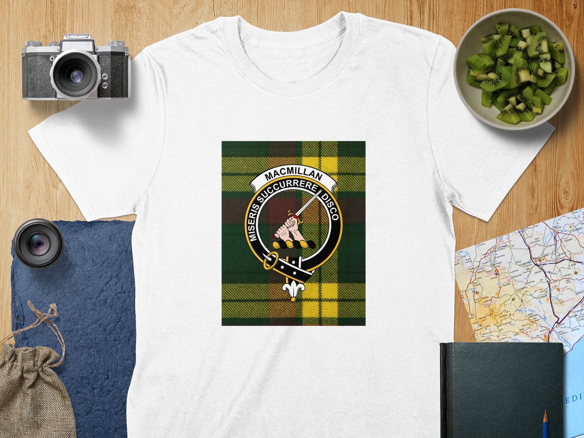 Physical Item S / White Macmillan Clan Scottish Tartan Crest Unisex T-Shirt