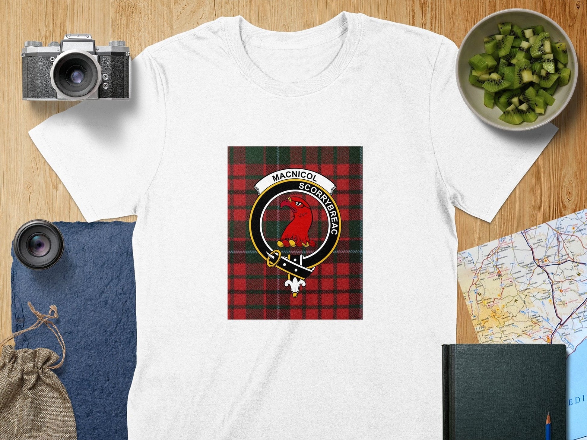 Physical Item S / White MacNicol Clan Scottish Tartan Crest Unisex T-Shirt