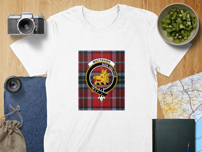 Physical Item S / White Mactavish Clan Scottish Tartan Crest Unisex T-Shirt