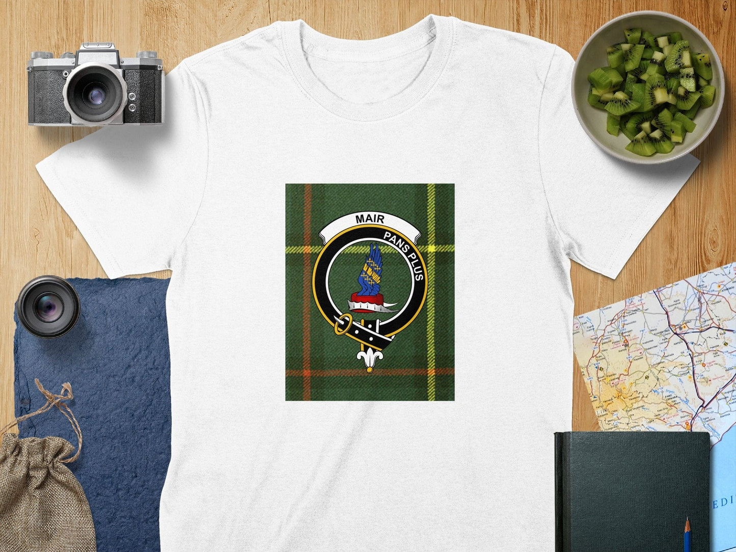 Physical Item S / White Mair Clan Scottish Tartan Crest Unisex T-Shirt