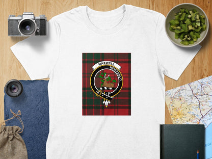 Physical Item S / White Maxwell Clan Scottish Tartan Crest Crest T-Shirt