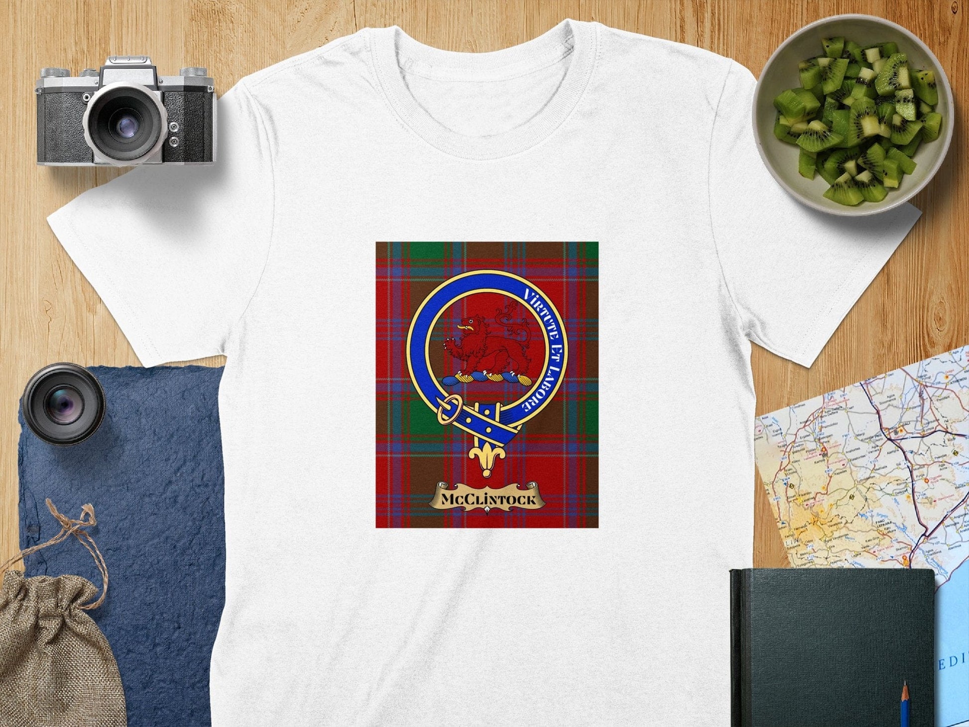 Physical Item S / White McClintock Clan Scottish Tartan Crest Unisex T-Shirt