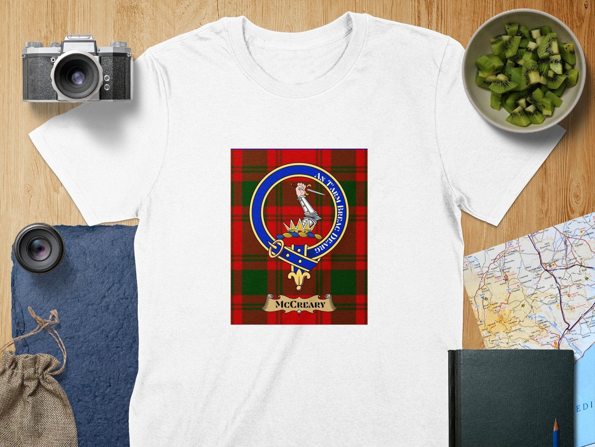 Physical Item S / White McCreary Clan Scottish Tartan Crest Unisex T-Shirt