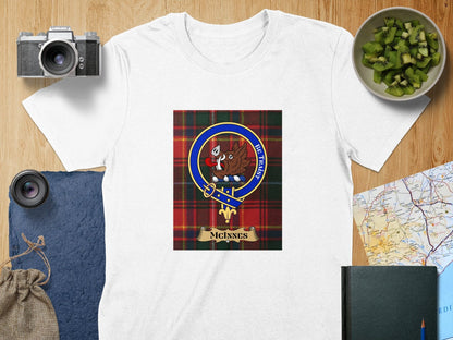 Physical Item S / White McInnes Clan Scottish Tartan Crest Unisex T-Shirt