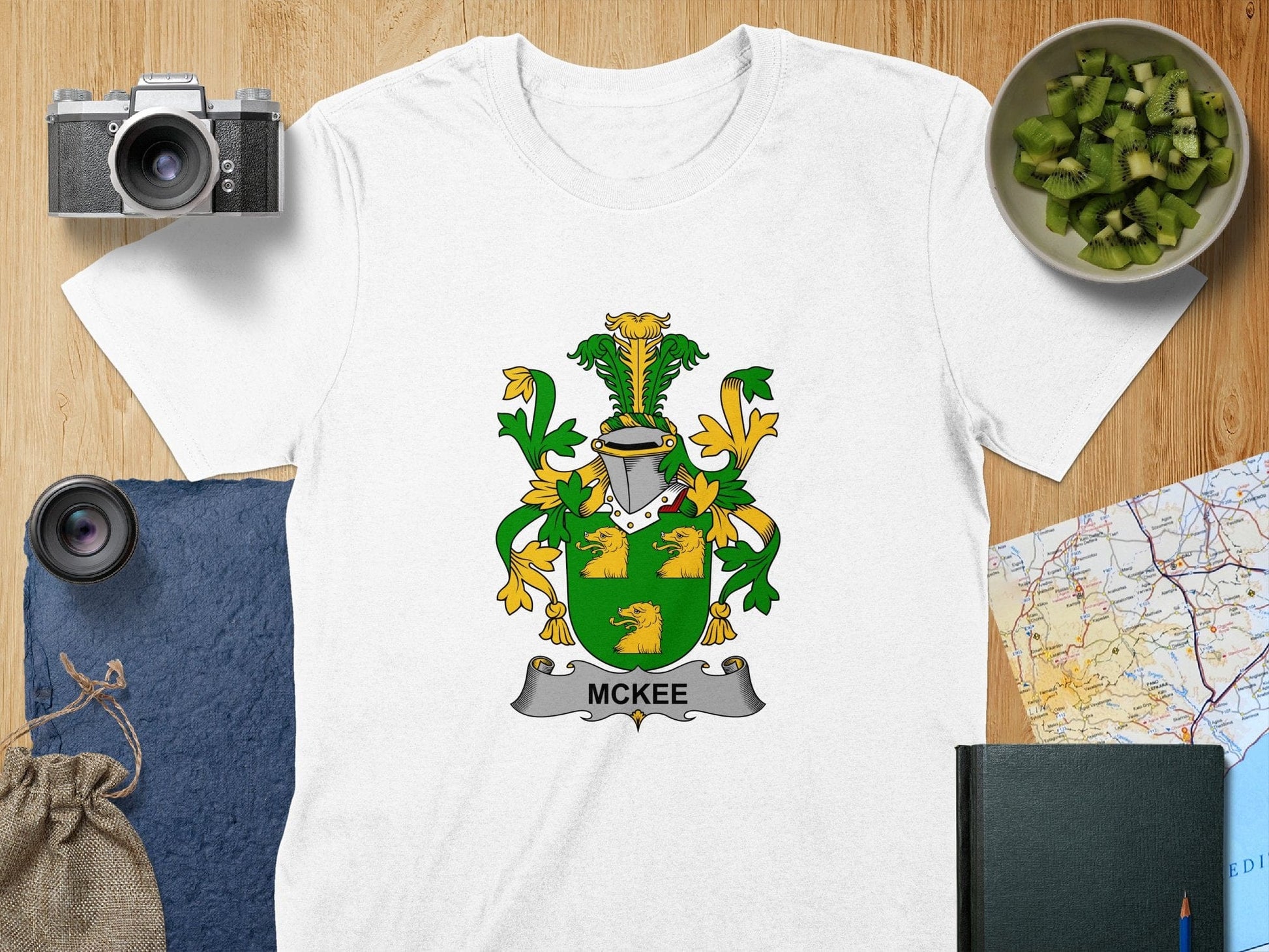 Physical Item S / White McKee Surname Irish Heraldry Unisex T-Shirt