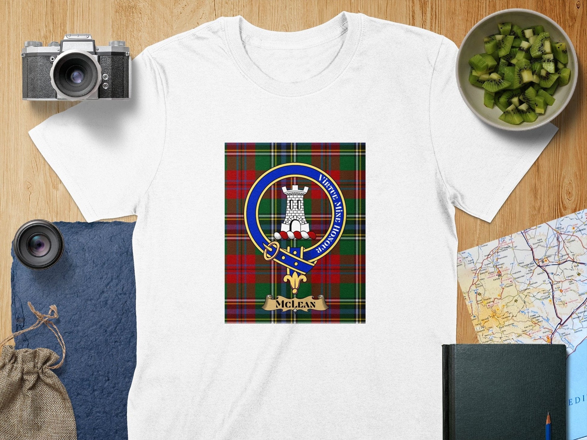 Physical Item S / White McLean Clan Scottish Tartan Crest Unisex T-Shirt