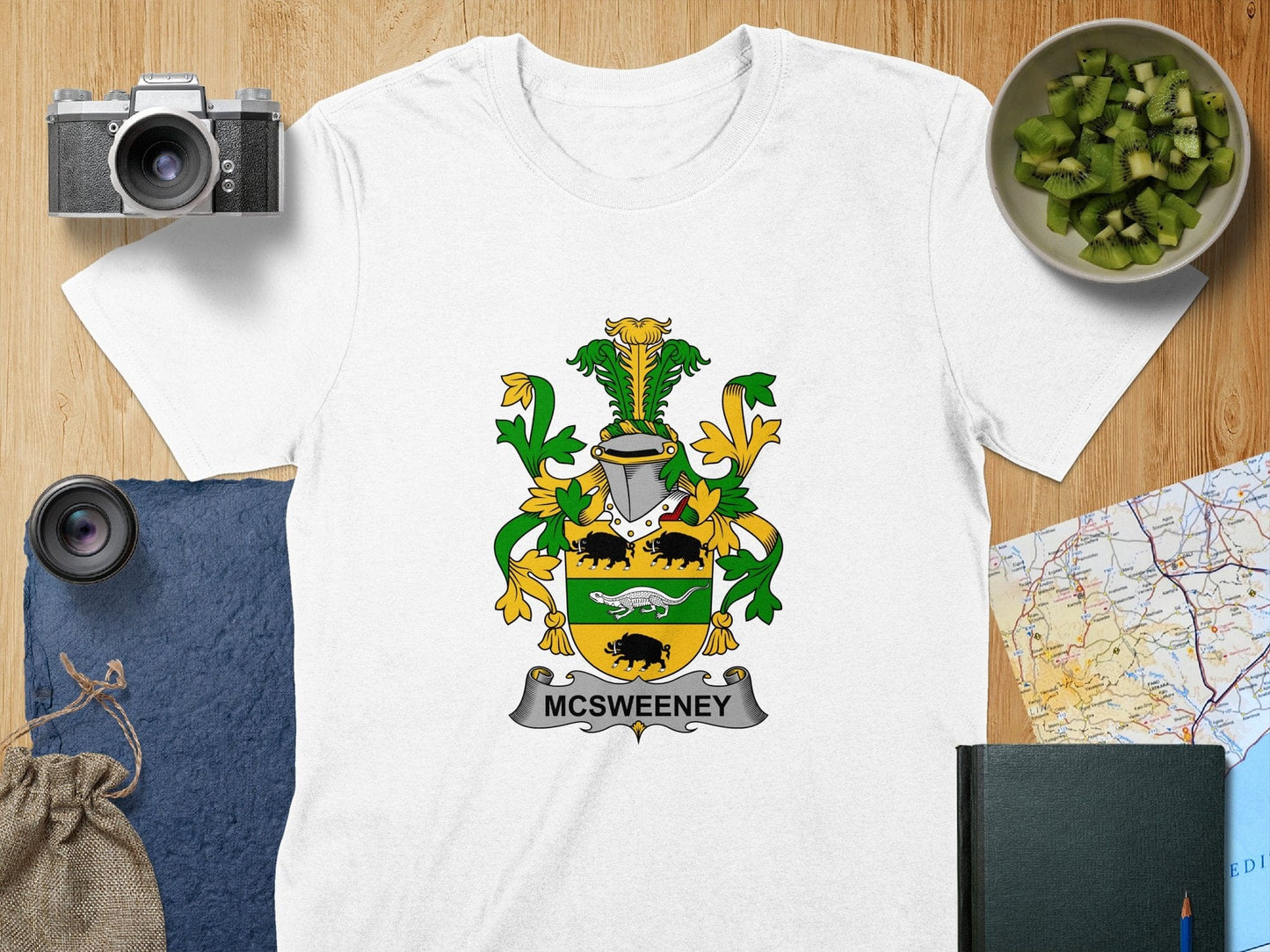 Physical Item S / White McSweeney Surname Irish Heraldry Unisex T-Shirt