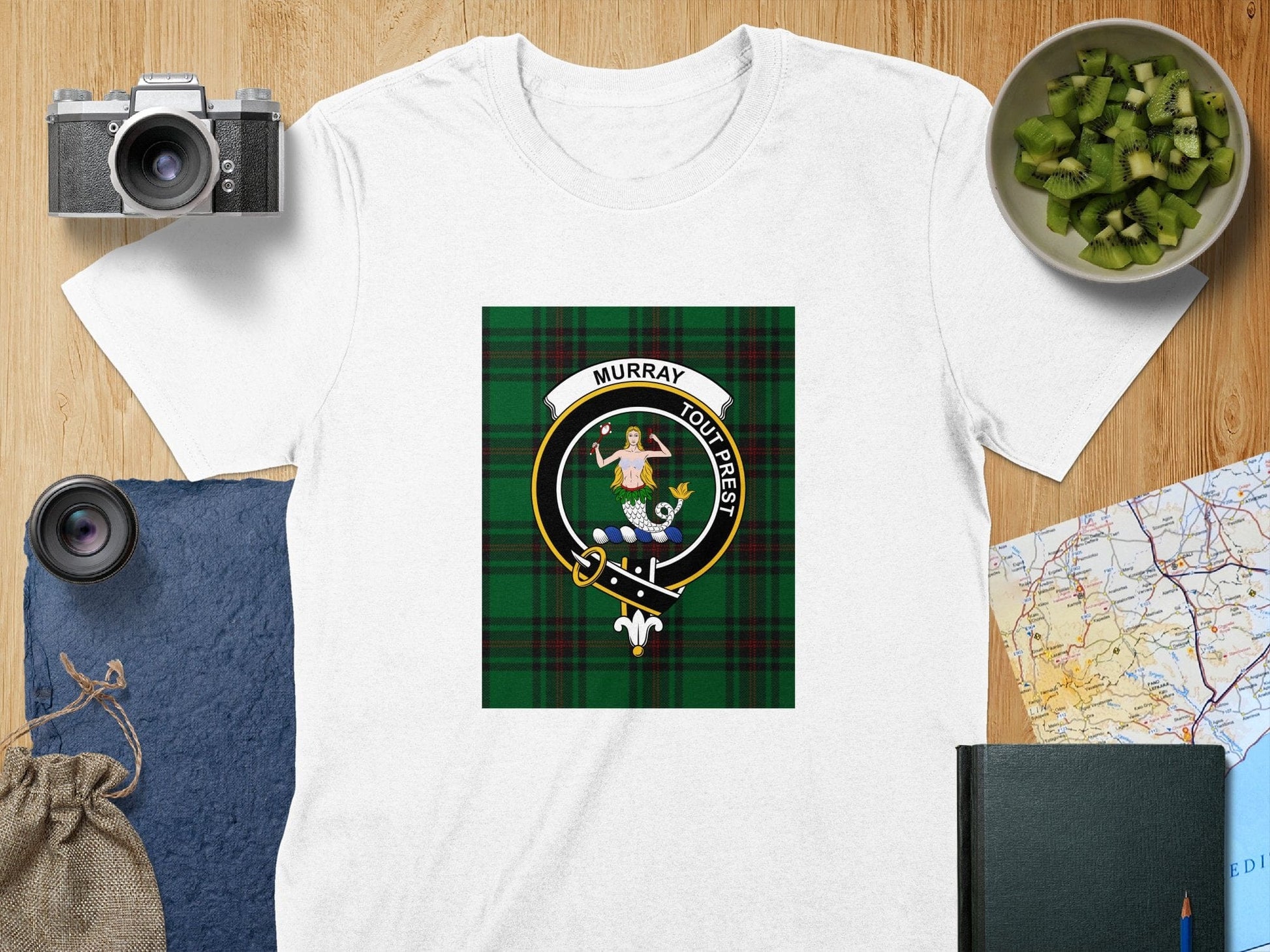 Physical Item S / White Murray Clan Scottish Tartan Crest Unisex T-Shirt