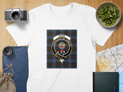 Physical Item S / White Nairn Clan Scottish Tartan Crest Unisex T-Shirt