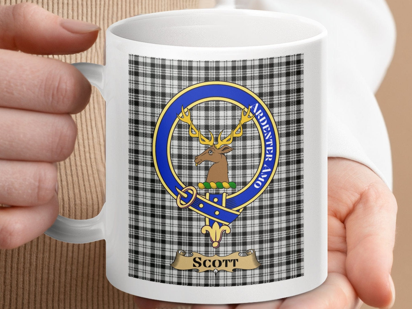 Physical Item Scott Clan Scottish Tartan Crest Plaid Deer Mugs