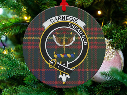 Physical Item Scottish Carnegie Clan Crest Tartan Christmas Ornaments