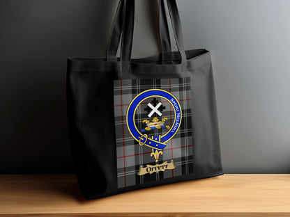 Physical Item Scottish Clan Crest on Tartan Background Tote Bag