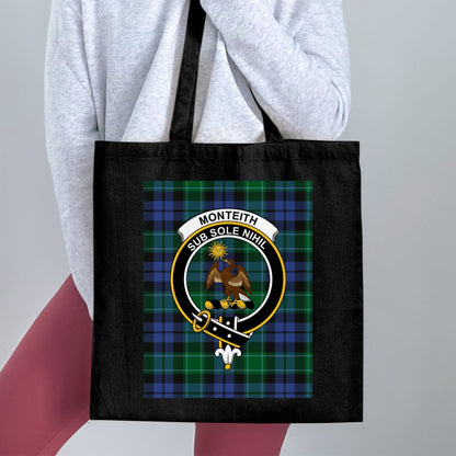 Physical Item Scottish Clan Crest on Tartan Background Tote Bag