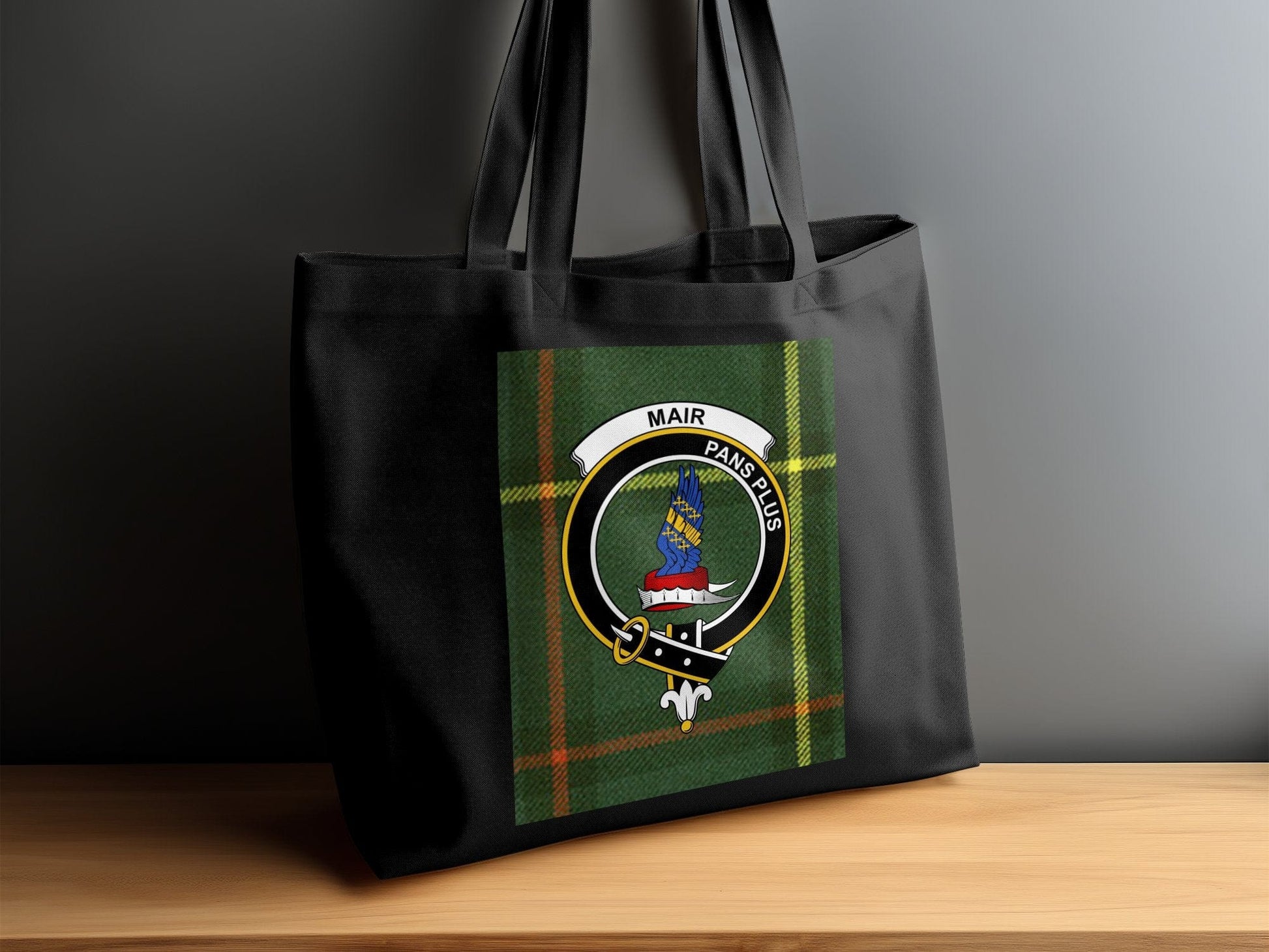 Physical Item Scottish Clan Crest on Tartan Background Tote Bag