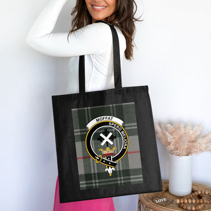 Physical Item Scottish Clan Crest on Tartan Background Tote Bag