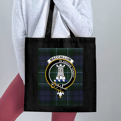 Physical Item Scottish Clan Crest on Tartan Background Tote Bag