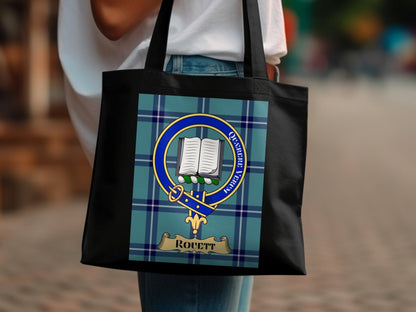 Physical Item Scottish Clan Crest on Tartan Background Tote Bag