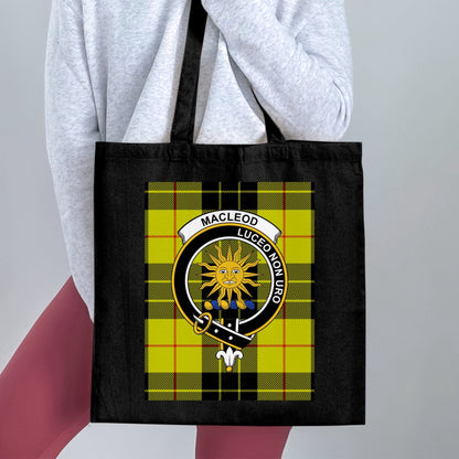 Physical Item Scottish Clan Crest on Tartan Background Tote Bag