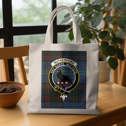 Physical Item Scottish Clan Crest on Tartan Background Tote Bag