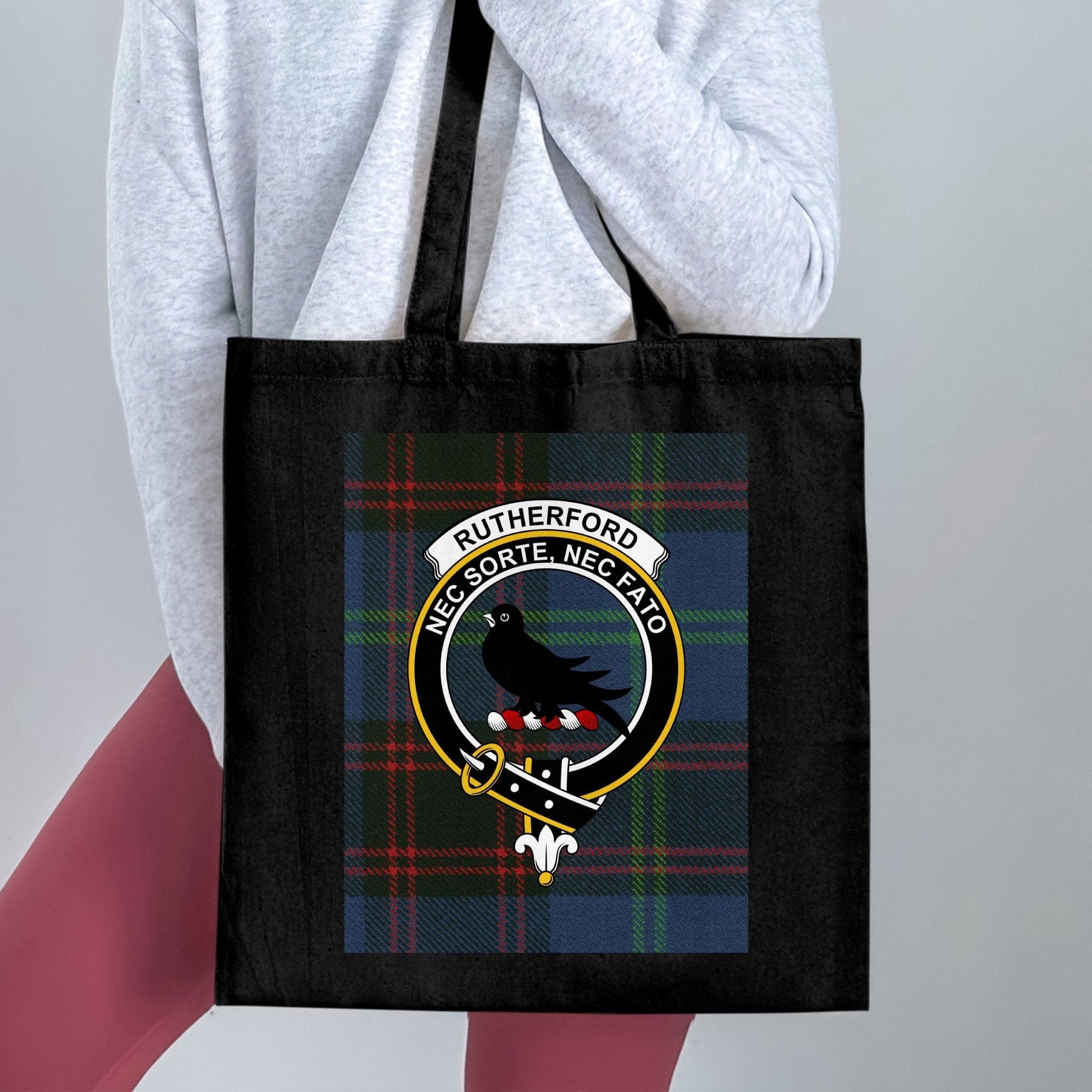 Physical Item Scottish Clan Crest on Tartan Background Tote Bag