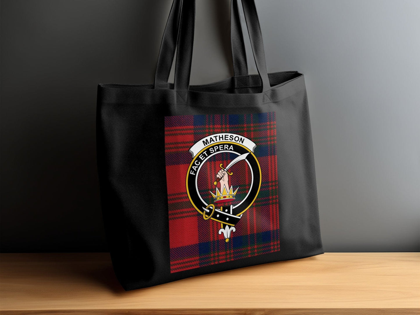 Physical Item Scottish Clan Crest Tartan Background Matheson Tote Bag