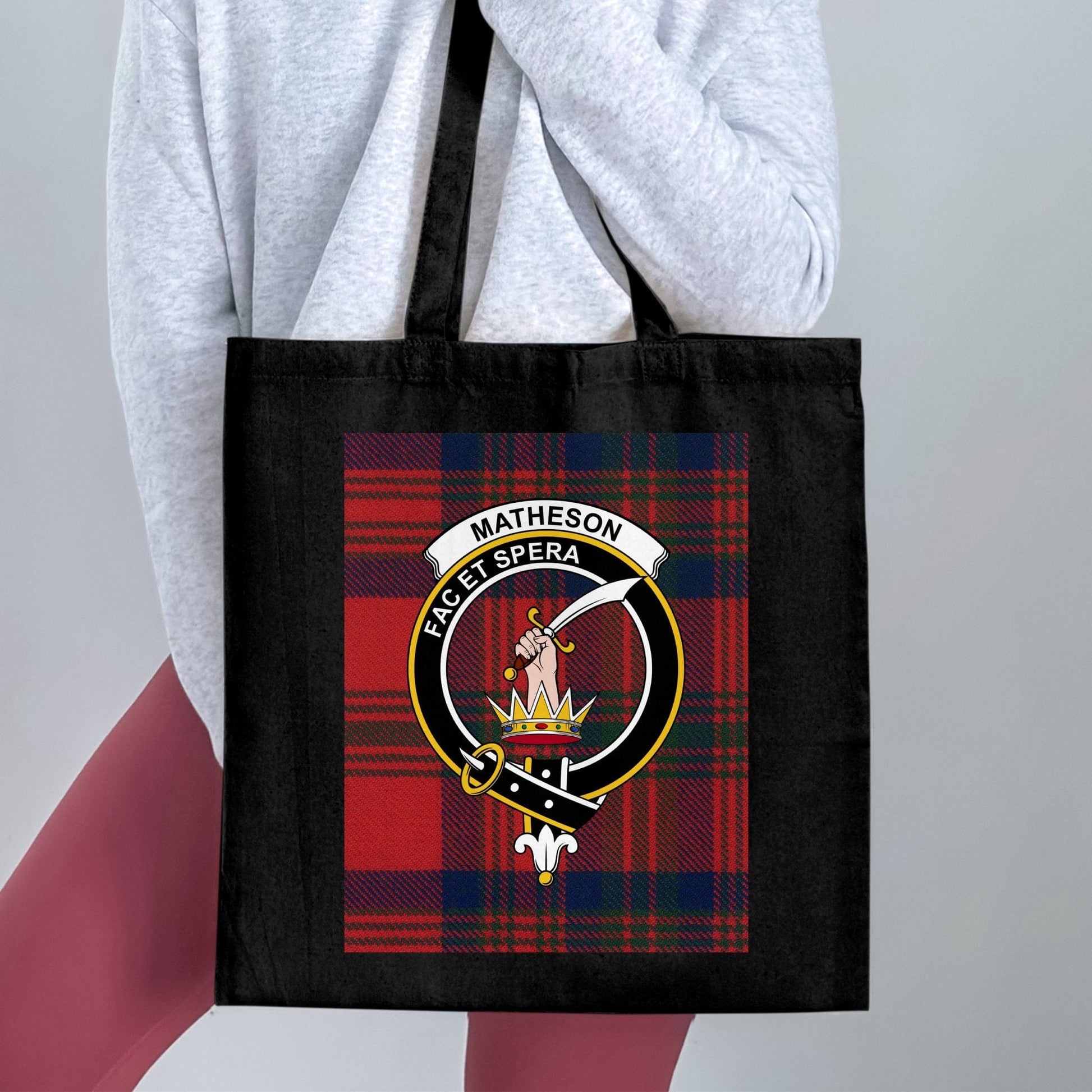 Physical Item Scottish Clan Crest Tartan Background Matheson Tote Bag