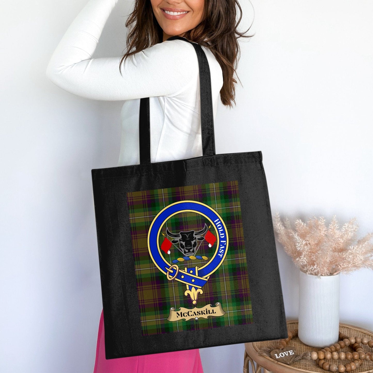 Physical Item Scottish Clan Crest Tartan Background McCaskill Tote Bag