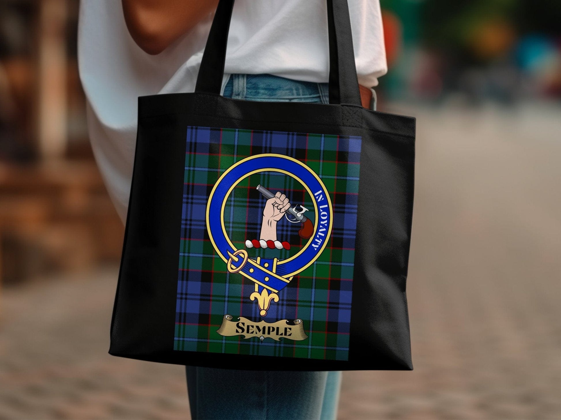 Physical Item Scottish Clan Crest Tartan Background Tote Bag