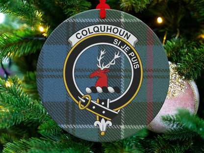 Physical Item Scottish Colquhoun Clan Crest Tartan Christmas Ornaments