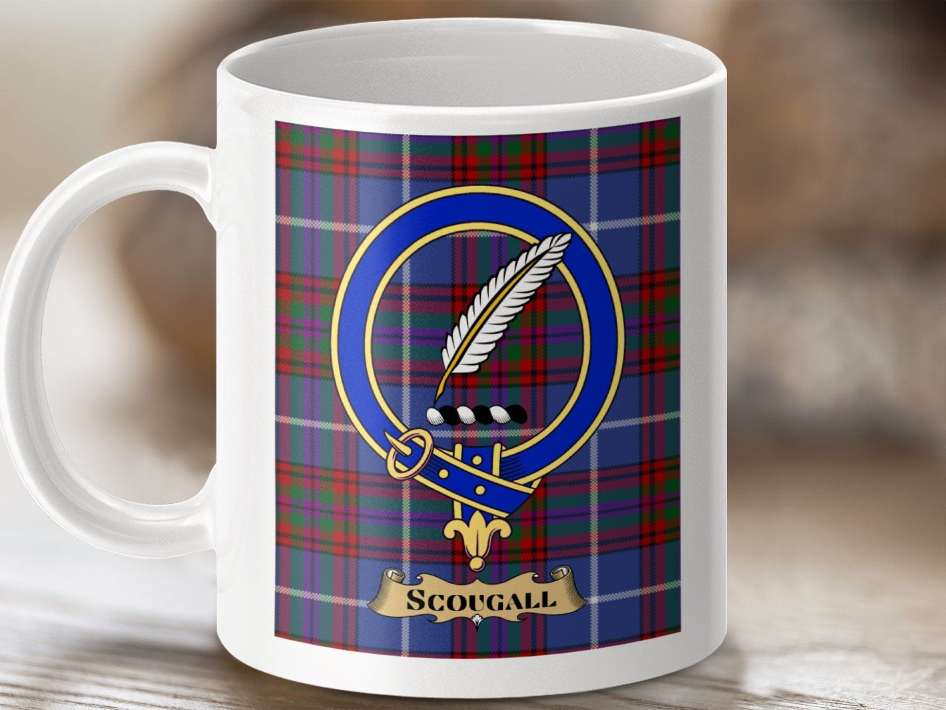 Physical Item Scougall Clan Scottish Tartan Crest Mug