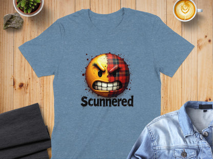 Physical Item Scunnered Funny Scottish Emoji T-Shirts with Unique Saying Graphics