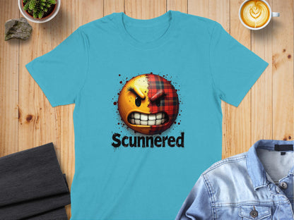 Physical Item Scunnered Funny Scottish Emoji T-Shirts with Unique Saying Graphics