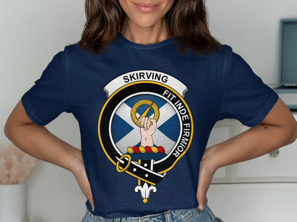 Physical Item Skirving Scottish Clan Crest on St Andrews Flag T-Shirt