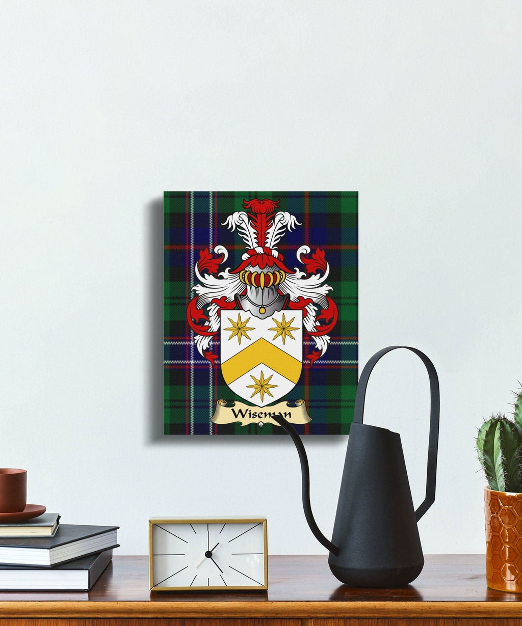 Wiseman Clan Coat of Arms Tartan Canvas Wrap - Celtic Ancestry Gifts