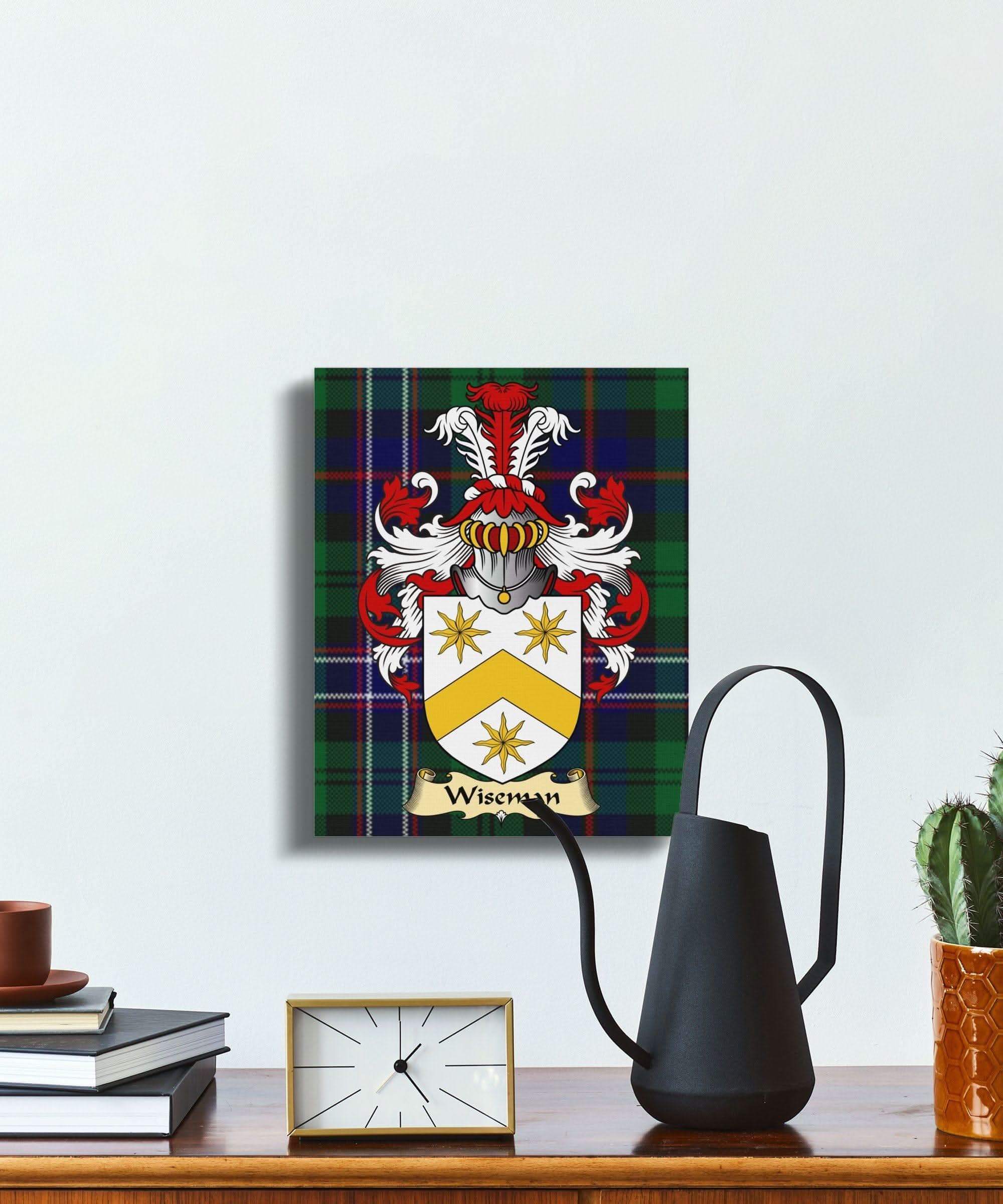 Wiseman Clan Coat of Arms Tartan Canvas Wrap - Celtic Ancestry Gifts